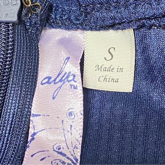 Alya Navy Beaded Halter Fit & Flare Dress Small Retro Y2K Party Mini - Picture 5 of 8